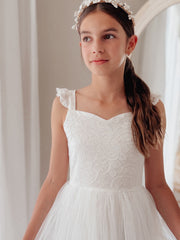 Ella Rose White Girls Tie-Back Dress - A Little Lacey