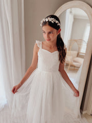 Ella Rose White Girls Tie-Back Dress - A Little Lacey