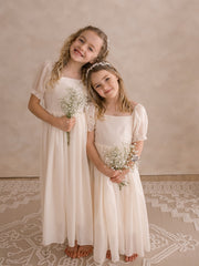Esther Girls Champagne Dress - A Little Lacey