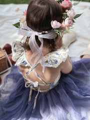 Frankie Baby Tutu Romper - Blue Rose - A Little Lacey