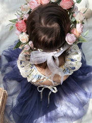 Frankie Baby Tutu Romper - Blue Rose - A Little Lacey