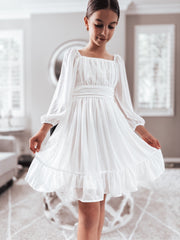 Freya Girls White Flower Girl Dress - A Little Lacey