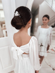 Freya Girls White Flower Girl Dress - A Little Lacey