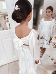 Freya Girls White Flower Girl Dress - A Little Lacey