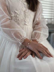Gold Cross & Pearls Girls Bracelet - A Little Lacey