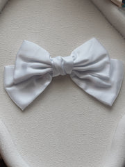Grace White Girls Hair Bow - A Little Lacey