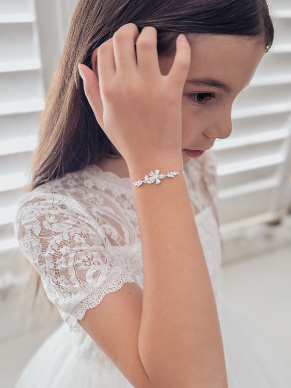 Girls Silver Flower Bracelet - All Accessories