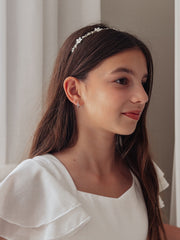 Graceful Heart Girls Silver Earrings - A Little Lacey