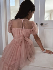 Harmony Puff Sleeve Dusty Pink Dress Size 2 - A Little Lacey