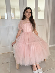 Harmony Puff Sleeve Dusty Pink Dress Size 2 - A Little Lacey