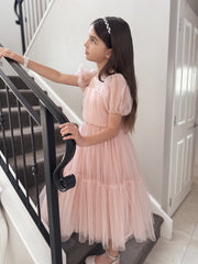 Harmony Puff Sleeve Dusty Pink Dress Size 2 - A Little Lacey