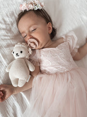 Harper Puff Sleeve Pink Baby Romper - A Little Lacey