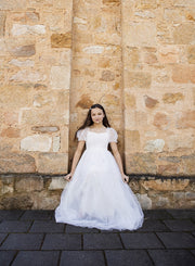 Harper Puff Sleeve White Girls Dress - A Little Lacey