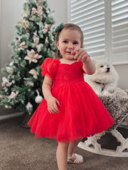 Annabella Red Girls Christmas Dress - SIZE 5 & 7 - A Little Lacey