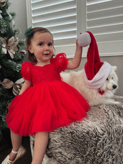 Annabella Red Girls Christmas Dress - SIZE 5 & 7 - A Little Lacey