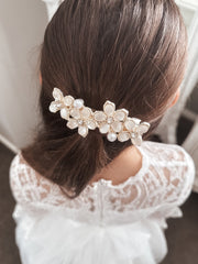 Ivory Pearl Floral Girls Barrette - A Little Lacey
