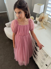 Jessica Puff Sleeve Dusty Rose Dress - A Little Lacey