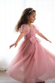 Jessica Puff Sleeve Dusty Rose Dress - A Little Lacey