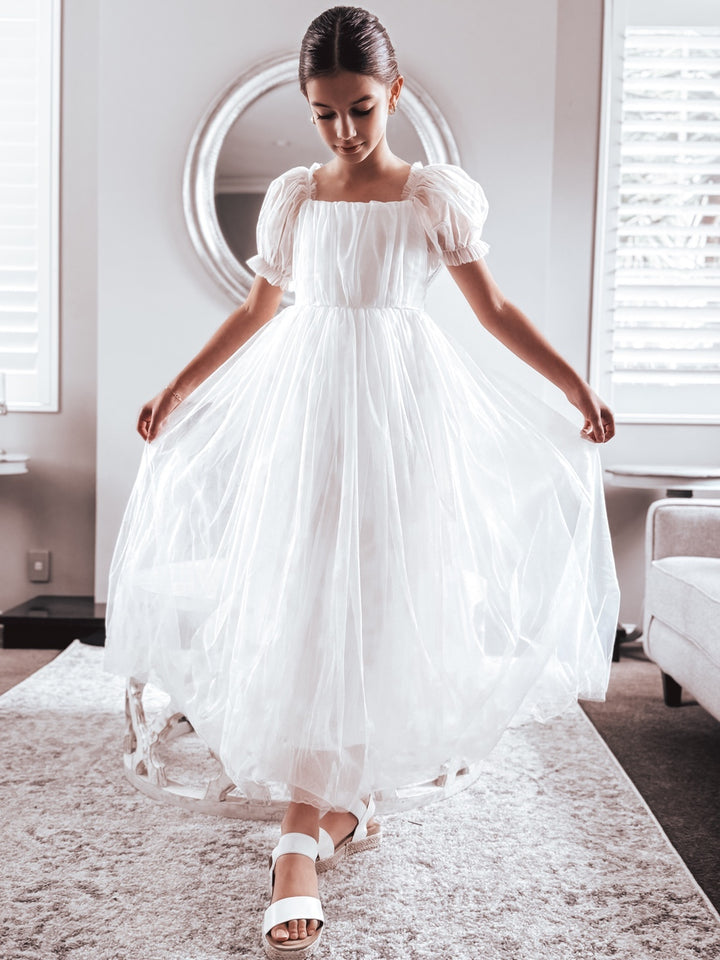Jessica Puff Sleeve White Dress