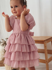 Josie Dusty Pink Girls Dress - A Little Lacey