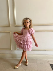 Josie Dusty Pink Girls Dress - A Little Lacey