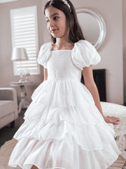 Josie Layered White Girls Dress - A Little Lacey