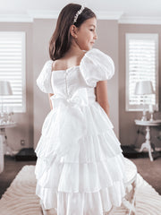 Josie Layered White Girls Dress - A Little Lacey