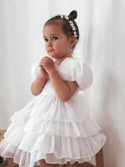 Josie Layered White Girls Dress - A Little Lacey