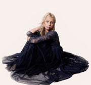 Juliette Navy Blue Dress - Full Length - Size 4-5 - A Little Lacey