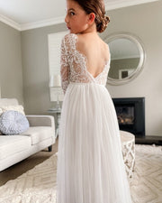 Juliette White Lace Girls Dress - Full Length - A Little Lacey