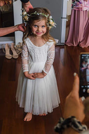 Juliette Ivory Flower Girl Dress - Full Length - A Little Lacey