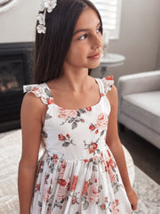 Leilani Girls Dress Red Floral - A Little Lacey