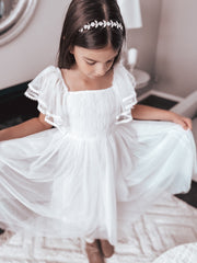 Liliana Girls White Dress - A Little Lacey