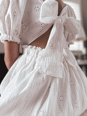 Lily White Puff Sleeve Girls Dress - A Little Lacey