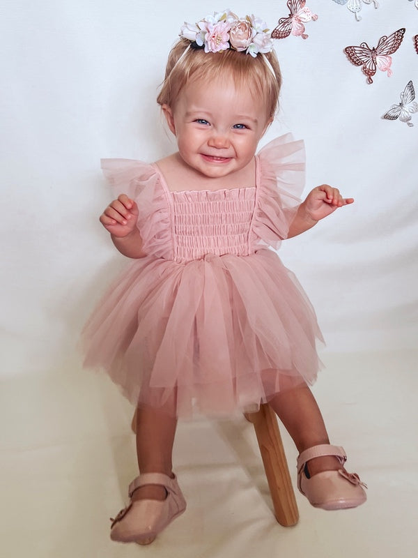 Lotus Dusty Pink Ruffle Romper - Baby Dresses