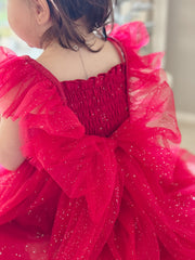 Lotus Red Sparkle Baby Christmas Romper - A Little Lacey