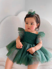 Lotus Green Sparkle Baby Christmas Romper - A Little Lacey