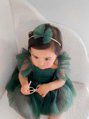 Lotus Green Sparkle Baby Christmas Romper - A Little Lacey
