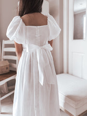 Lucy Girls Puff Sleeve White Dress - A Little Lacey