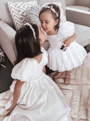 Lucy Girls Puff Sleeve White Dress - A Little Lacey