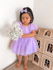 Lucy Puff Sleeve Lilac Baby Dress - A Little Lacey