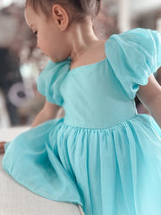 Lucy Ocean Blue Baby Romper - A Little Lacey