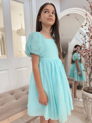 Lucy Girls Ocean Blue Dress - A Little Lacey