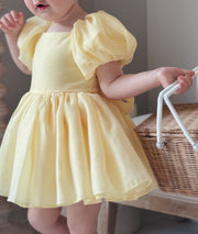 Lucy Puff Sleeve Yellow Baby Dress SIZE 000 - A Little Lacey