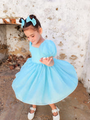 Lucy Girls Ocean Blue Dress - A Little Lacey