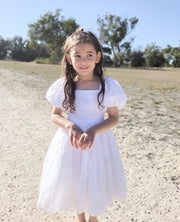 Lucy Girls Knee Length White Dress - A Little Lacey