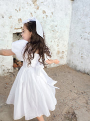 Lucy Girls Knee Length White Dress - A Little Lacey