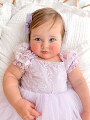 Lila Lilac Embroidered Baby Romper - A Little Lacey
