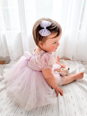 Lila Lilac Embroidered Baby Romper - A Little Lacey
