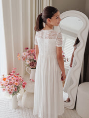 Lucille Girls White Lace Dress - A Little Lacey